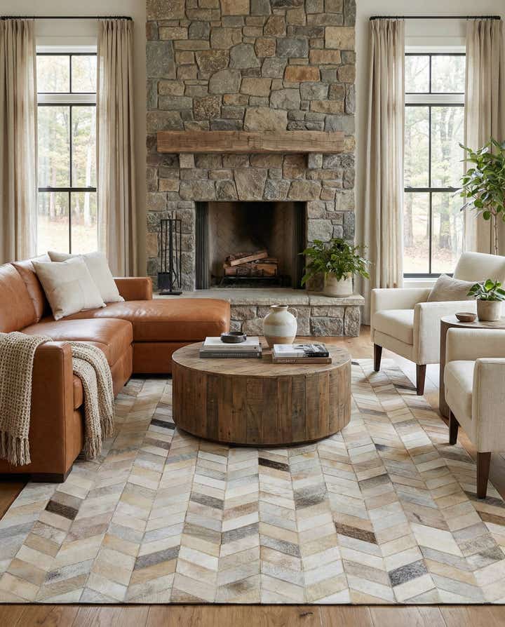 5' x 8' Cowhide Leather Rug