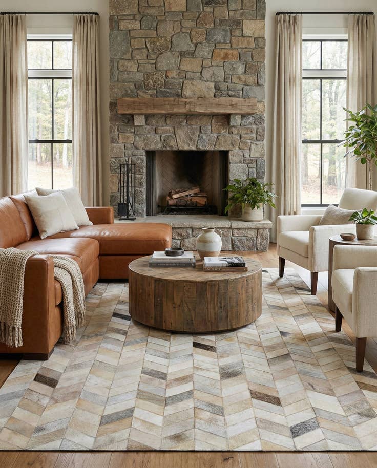 Detail image of 5' x 8' Cowhide Leather Rug