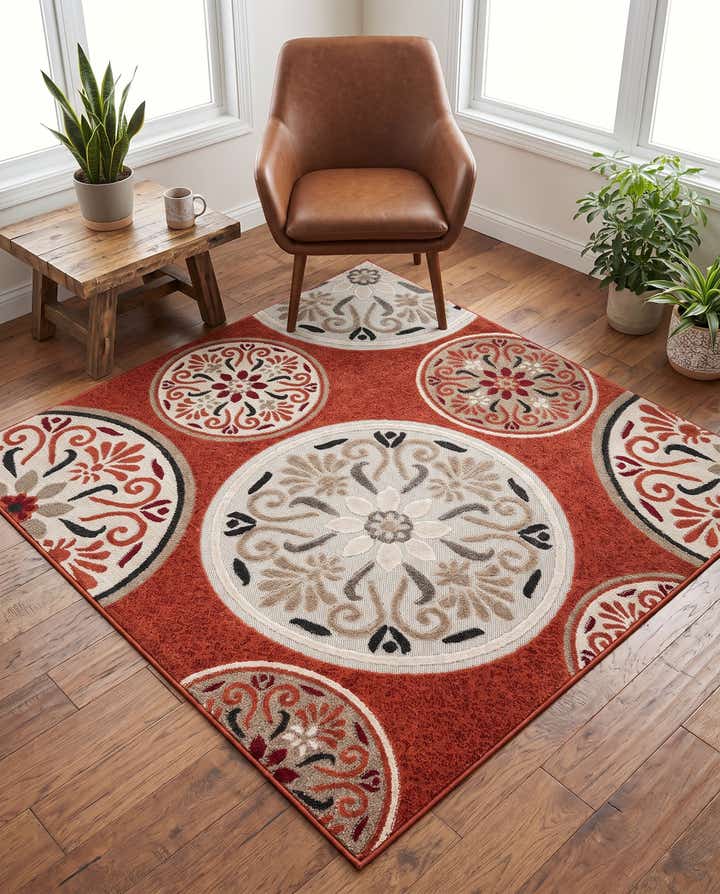5' 3 x 5' 3 Easy-Clean Modern Indoor / Outdoor Square Rug