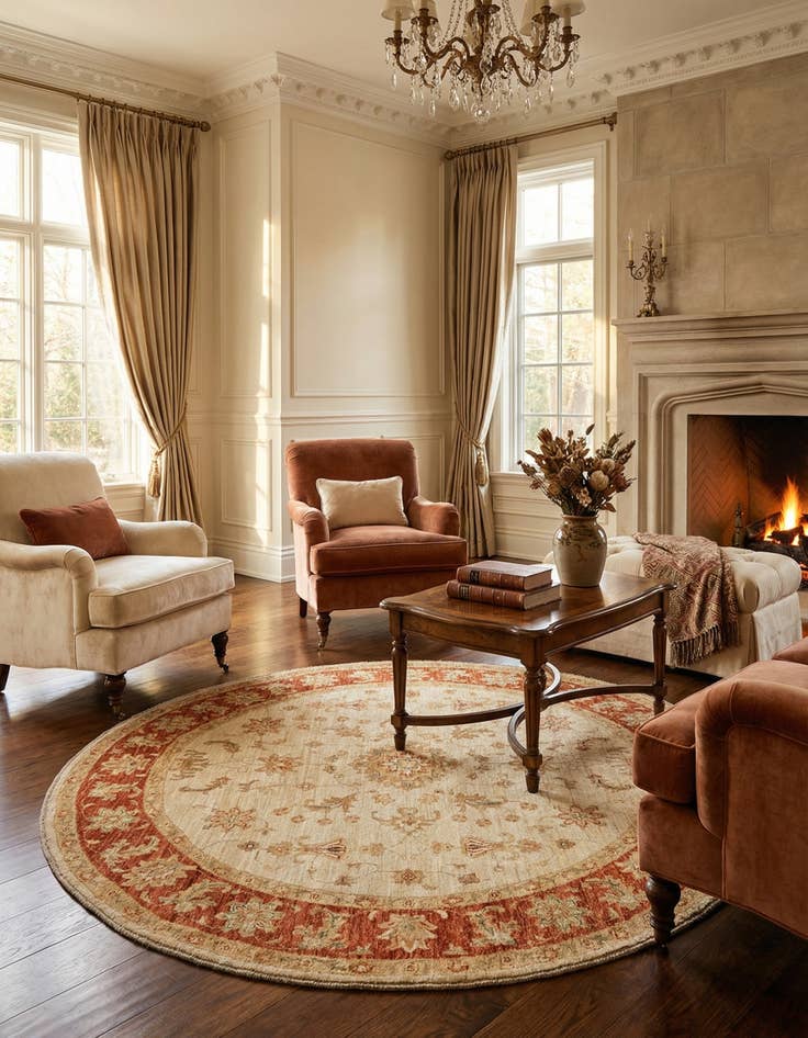 Detail image of 6' 7 x 6' 8 Kaizar Wool Round Rug