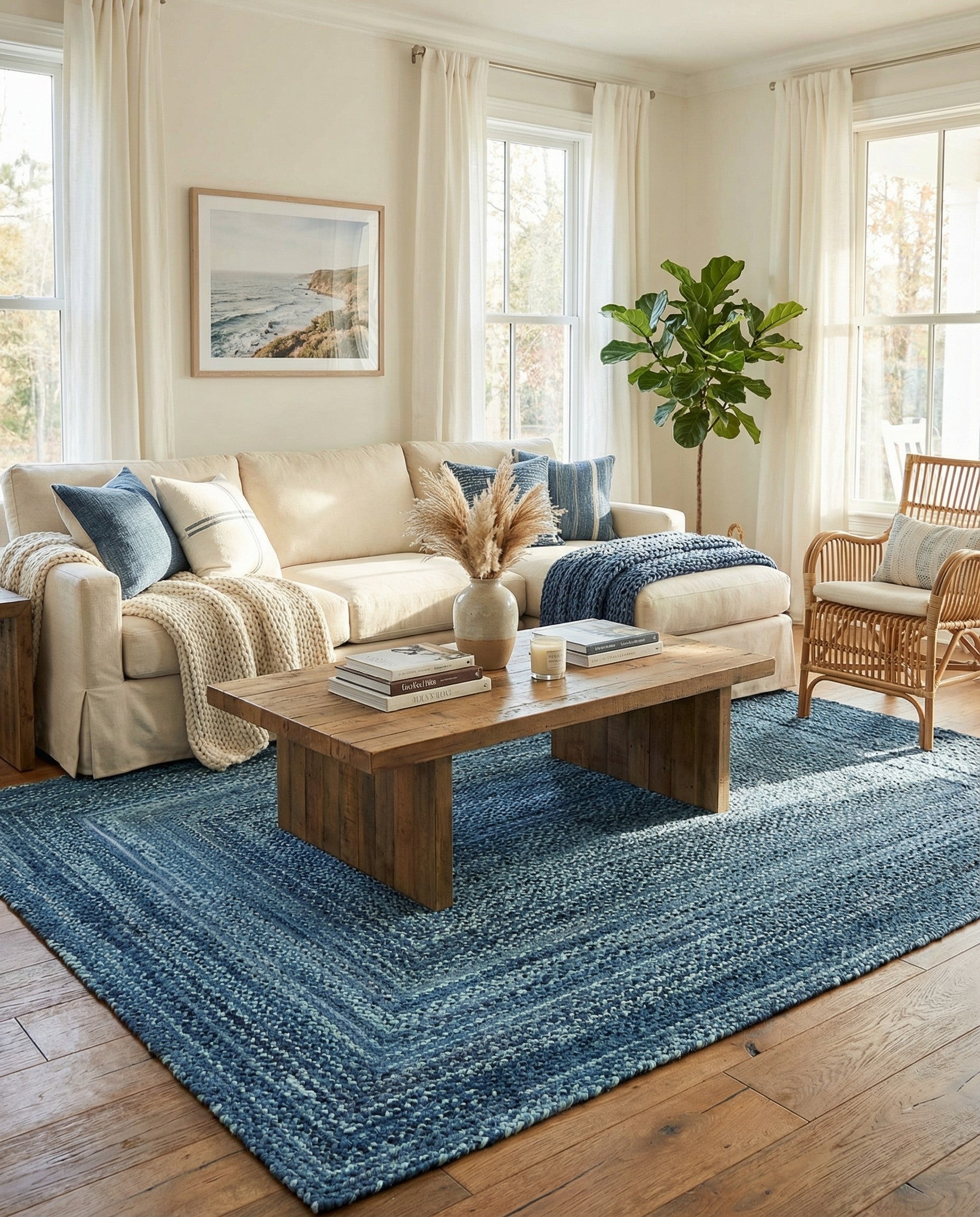  9' x 12'  Hand Braided Chindi Rug