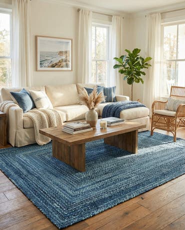  9' x 12'  Hand Braided Chindi Rug