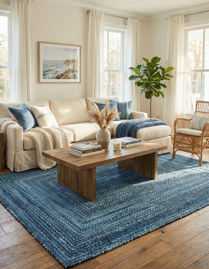 9' x 12' Handmade Braided Chindi Rug