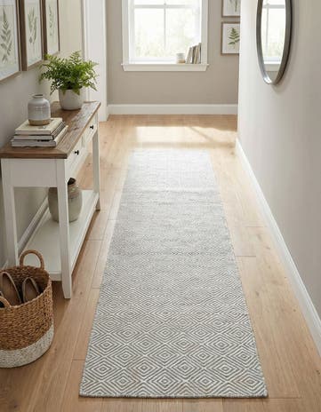2' x 8' Hand Woven Geo Trellis Flatweave Runner Rug