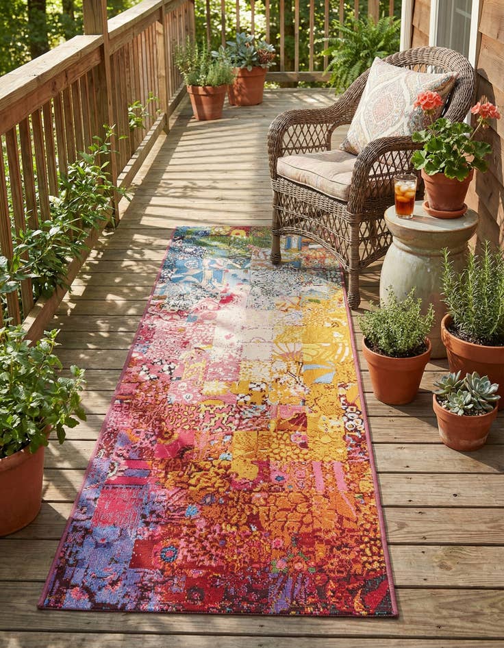 Detail image of 2' x 6'  Washable Modern Indoor / Outdoor Runner Rug