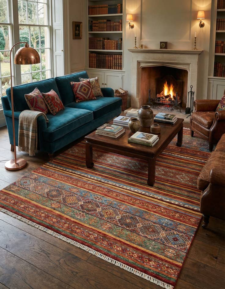 Detail image of  6' 9 x 9' 8 Torkman Wool Rug