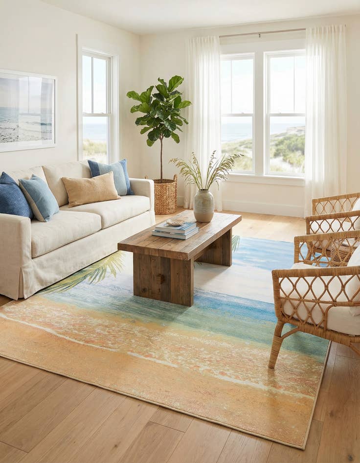 Detail image of 10' x 12'  Washable Coastal Indoor / Outdoor Rug