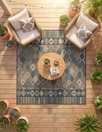 5' 3 x 5' 3 Easy-Clean Baja Indoor / Outdoor Square Rug