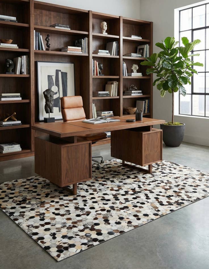 Detail image of  5' 1 x 8' 1 Cowhide Leather Rug