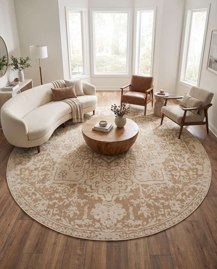10' 8 x 10' 8 Easy-Clean Jill Zarin Dubai Indoor / Outdoor Round Rug