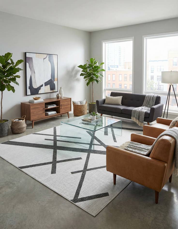 Detail image of  7' x 10'  Washable Modern Indoor / Outdoor Rug