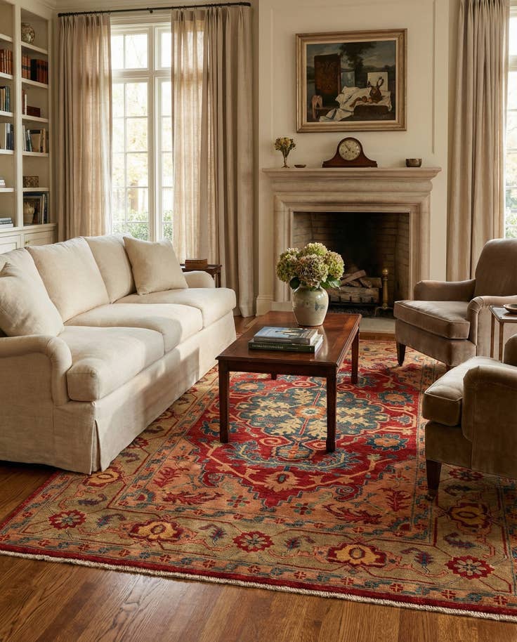 Detail image of 5' 6 x 8' 5 Hand Knotted Ziegler Wool Rug