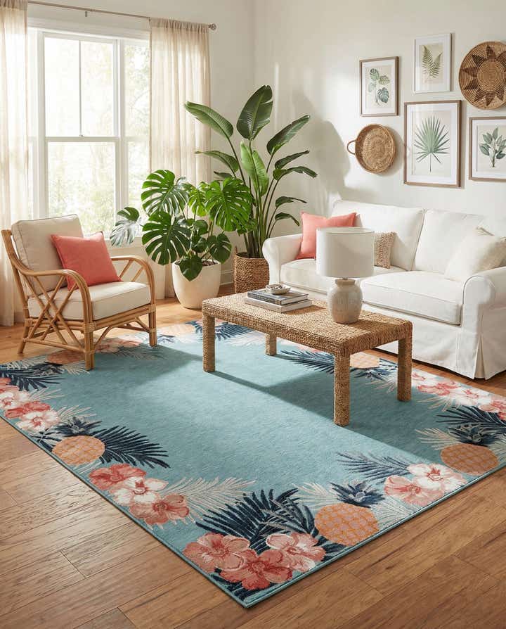 9' 9 x 12' Easy-Clean Botanical Indoor / Outdoor Rug