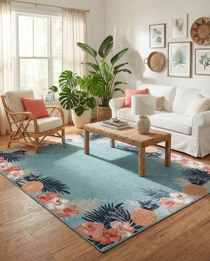 Detail image of 9' 9 x 12' Easy-Clean Botanical Indoor / Outdoor Rug