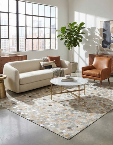 5' 1 x 8' Cowhide Leather Rug