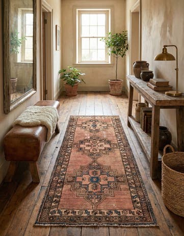 3' 7 x 7' 10 Hand Knotted Ultra Vintage Persian Wool Runner Rug
