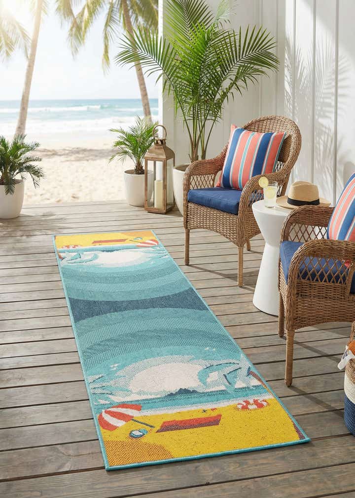 2' x 8' Easy-Clean Coastal Indoor / Outdoor Runner Rug