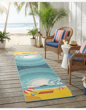 2' x 8' Easy-Clean Coastal Indoor / Outdoor Runner Rug