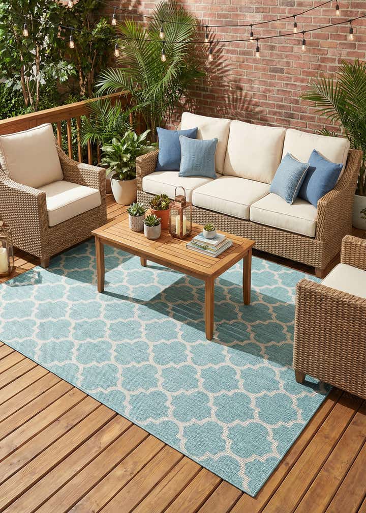 9' x 12' Easy-Clean Trellis Indoor / Outdoor Rug