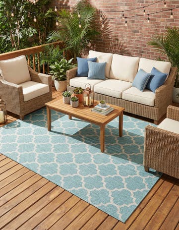 9' x 12' Easy-Clean Lattice Indoor / Outdoor Rug