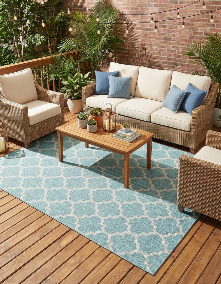 Detail image of 9' x 12' Easy-Clean Trellis Indoor / Outdoor Rug