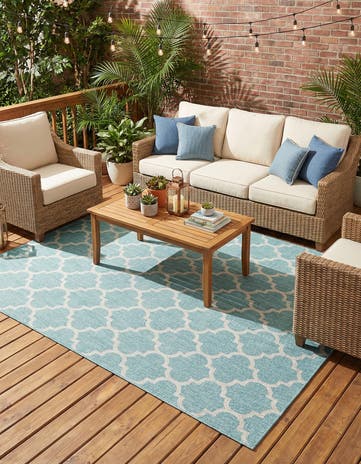 9' x 12' Easy-Clean Lattice Indoor / Outdoor Rug