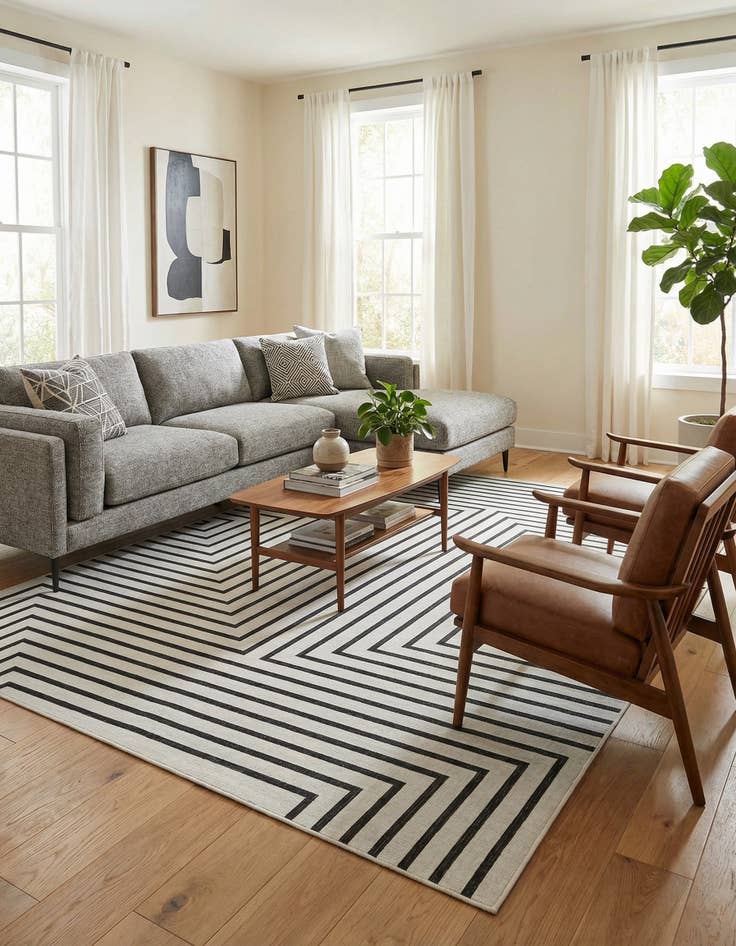 Detail image of  9' x 12'  Washable Modern Indoor / Outdoor Rug