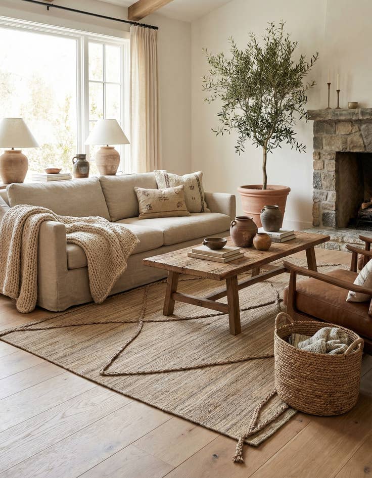 Detail image of 4' 9 x 7'  Hand Woven Kilim Modern Wool Rug