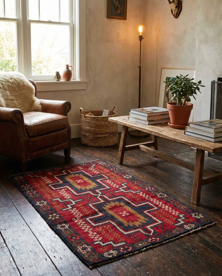 Detail image of 2' 10 x 4' 6 Hand Knotted Balouch Persian Wool Rug