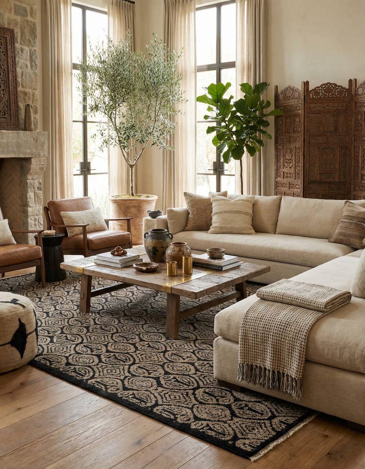 Detail image of 10' x 14'  Hand Knotted Moroccan Wool Rug