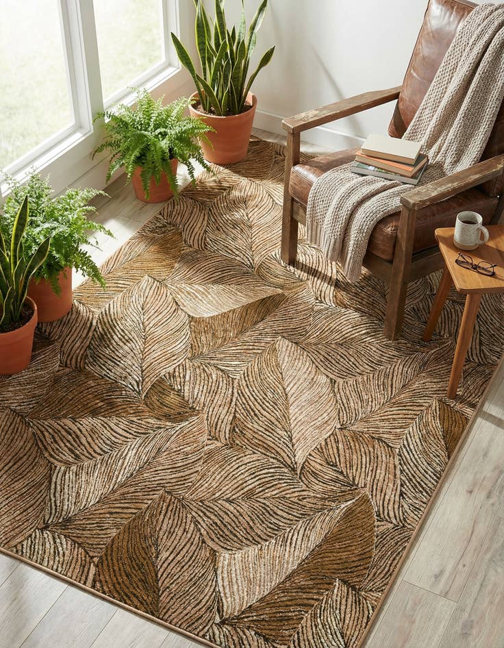 Detail image of 7' x 10'  Washable Botanical Indoor / Outdoor Rug