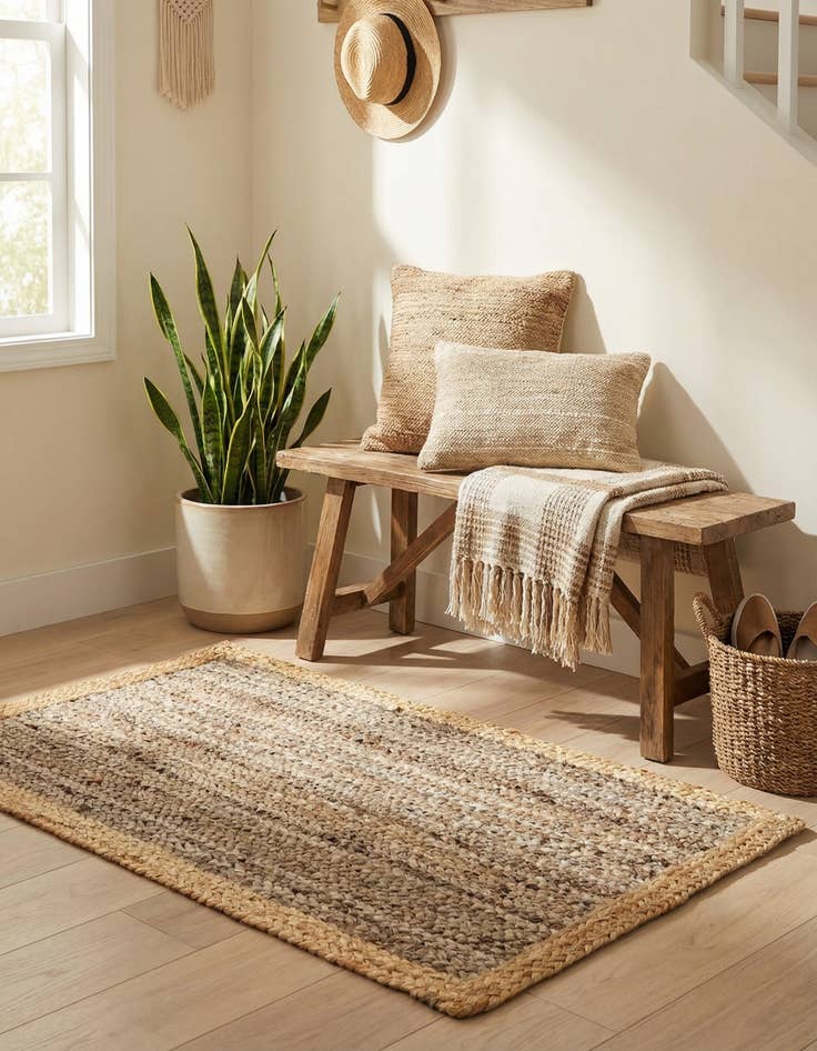 Detail image of 2' x 3' 1  Hand Braided Jute Rug