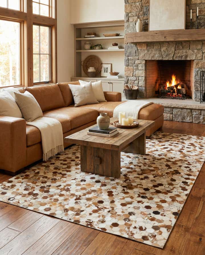5' 1 x 8' Cowhide Leather Rug