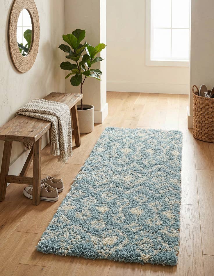 Detail image of 2' x 3' 10 Moroccan Trellis Shag Runner Rug