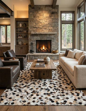 5' 1 x 8' Cowhide Leather Rug
