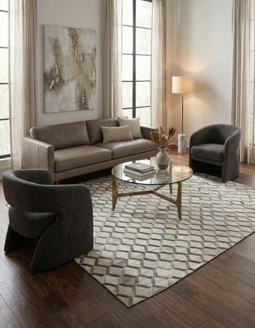 8' x 9' 10 Cowhide Leather Rug