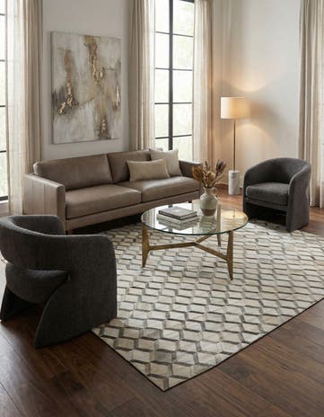8' x 9' 10 Cowhide Leather Rug