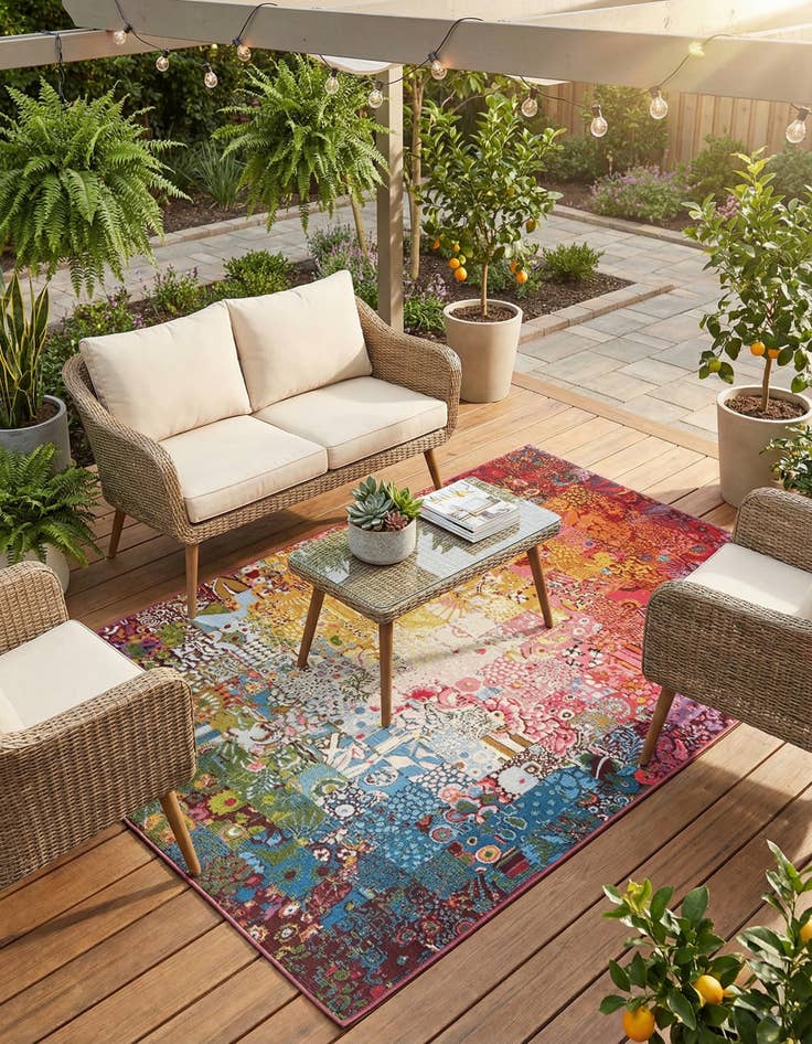 Detail image of 5' x 8'  Washable Modern Indoor / Outdoor Rug