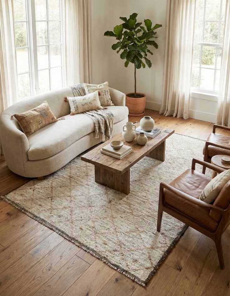 Detail image of  4' 6 x 6' 1  Hand Knotted Moroccan Wool Rug