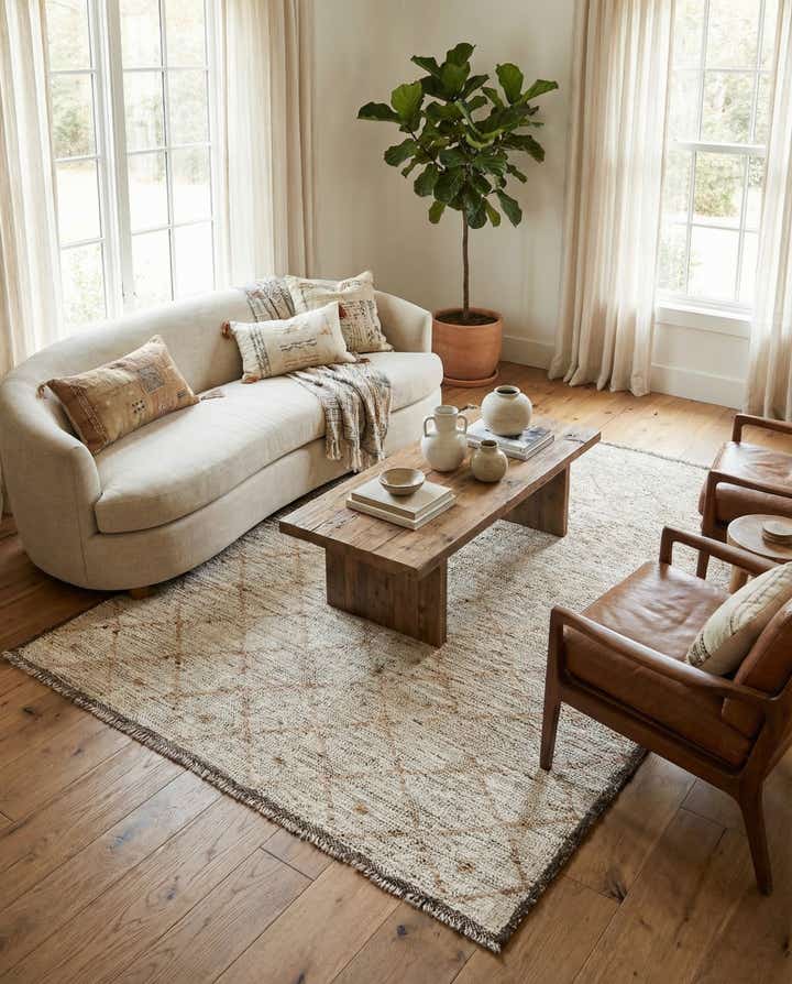 4' 6 x 6' 1 Hand Knotted Moroccan Wool Rug