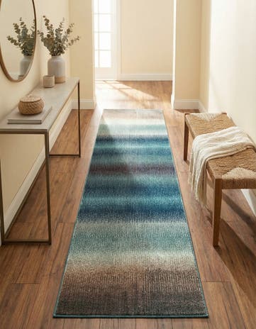 Blue Washable Hyacinth Runner Rug