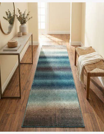 Blue Washable Hyacinth Runner Rug