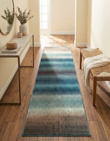 Blue Washable Hyacinth Runner Rug