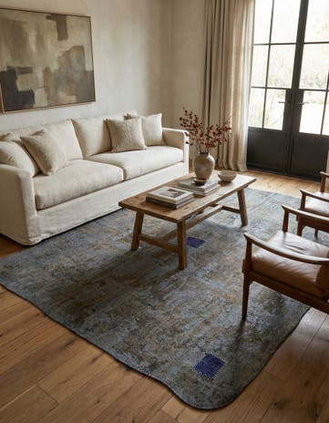 7' x 9' 9 Hand Knotted Ultra Vintage Persian Wool Rug