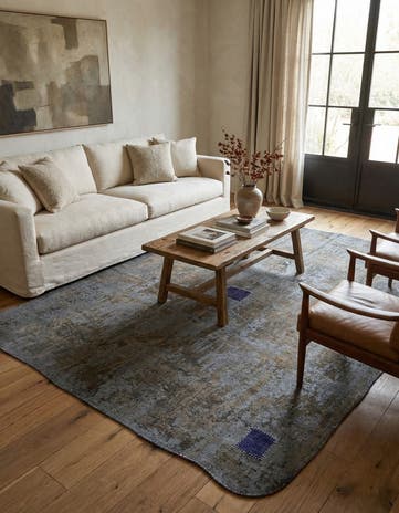 7' x 9' 9 Hand Knotted Ultra Vintage Persian Wool Rug