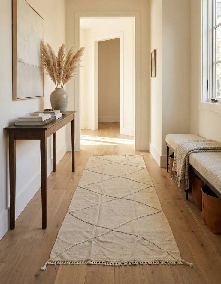 Detail image of 3' 6 x 10' 9  Hand Woven Kilim Modern Wool Runner Rug