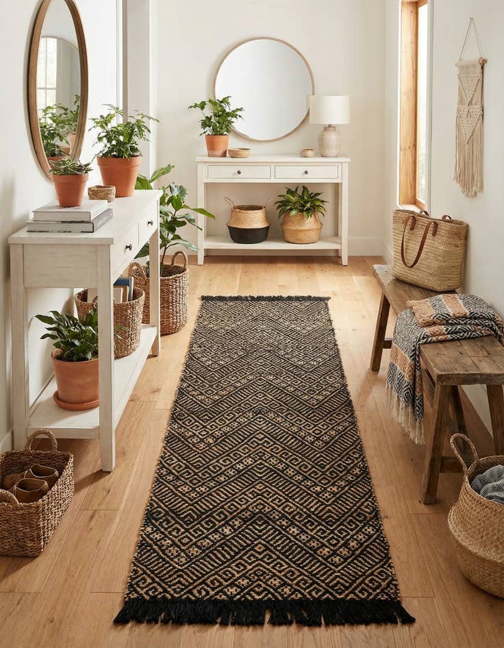 Detail image of 2' x 8'  Hand Braided Jute Runner Rug