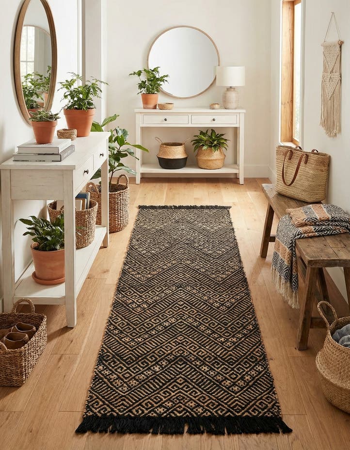 2' x 8' Handmade Braided Jute Runner Rug