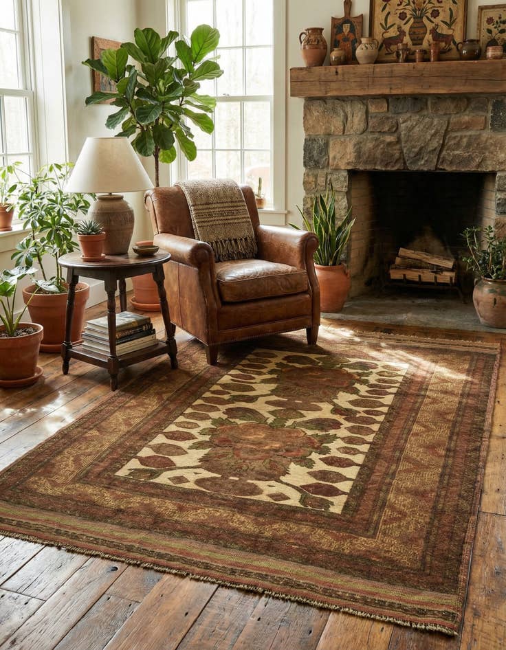 Detail image of 4' x 5' 10  Hand Knotted Sumak Wool Rug