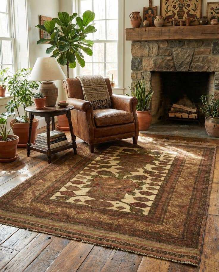 Detail image of 4' x 5' 10 Hand Knotted Sumak Wool Rug